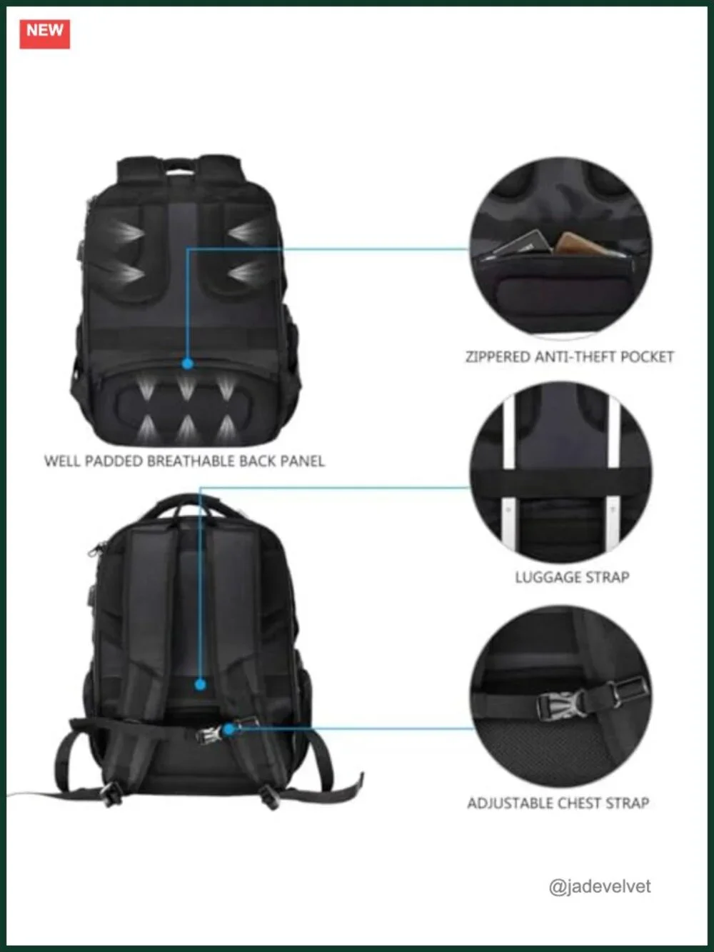 TSA Friendly Travel Laptop Backpack 17.3 inch Water-Repellent College Daypack